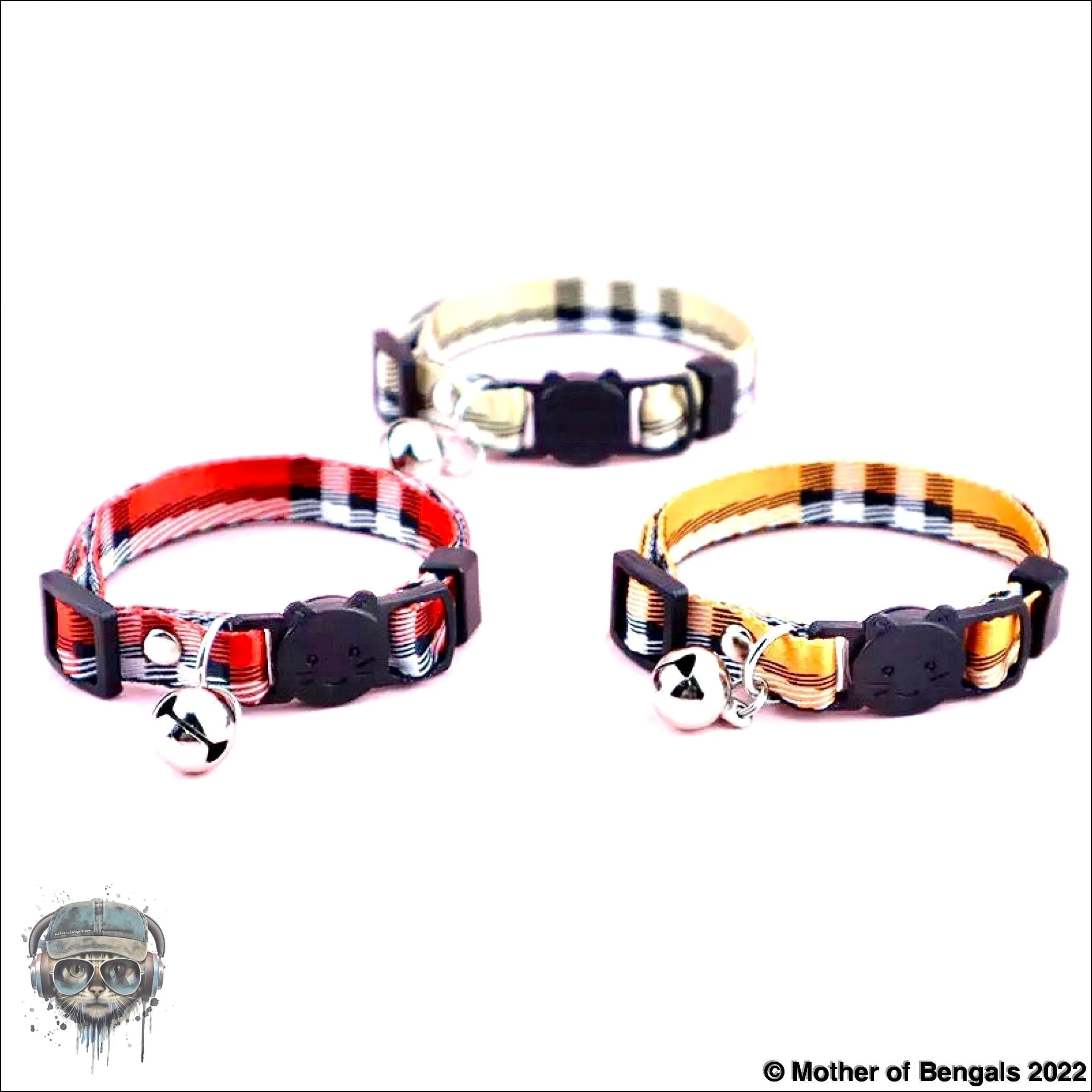 Plaid Ribbon Adjustable Breakaway Cat Collar By Mother Of Bengals