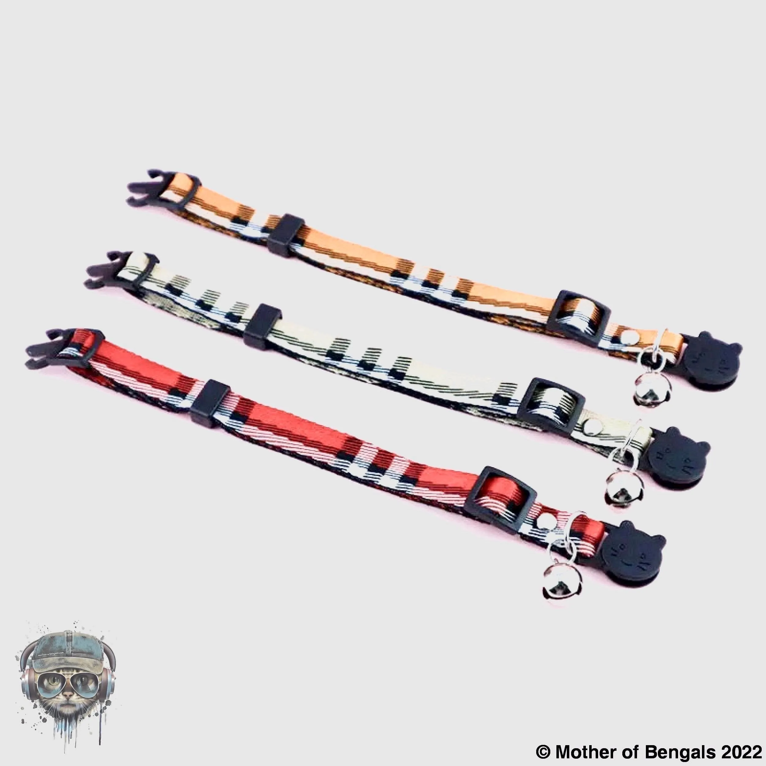 Plaid Ribbon Adjustable Breakaway Cat Collar By Mother Of Bengals