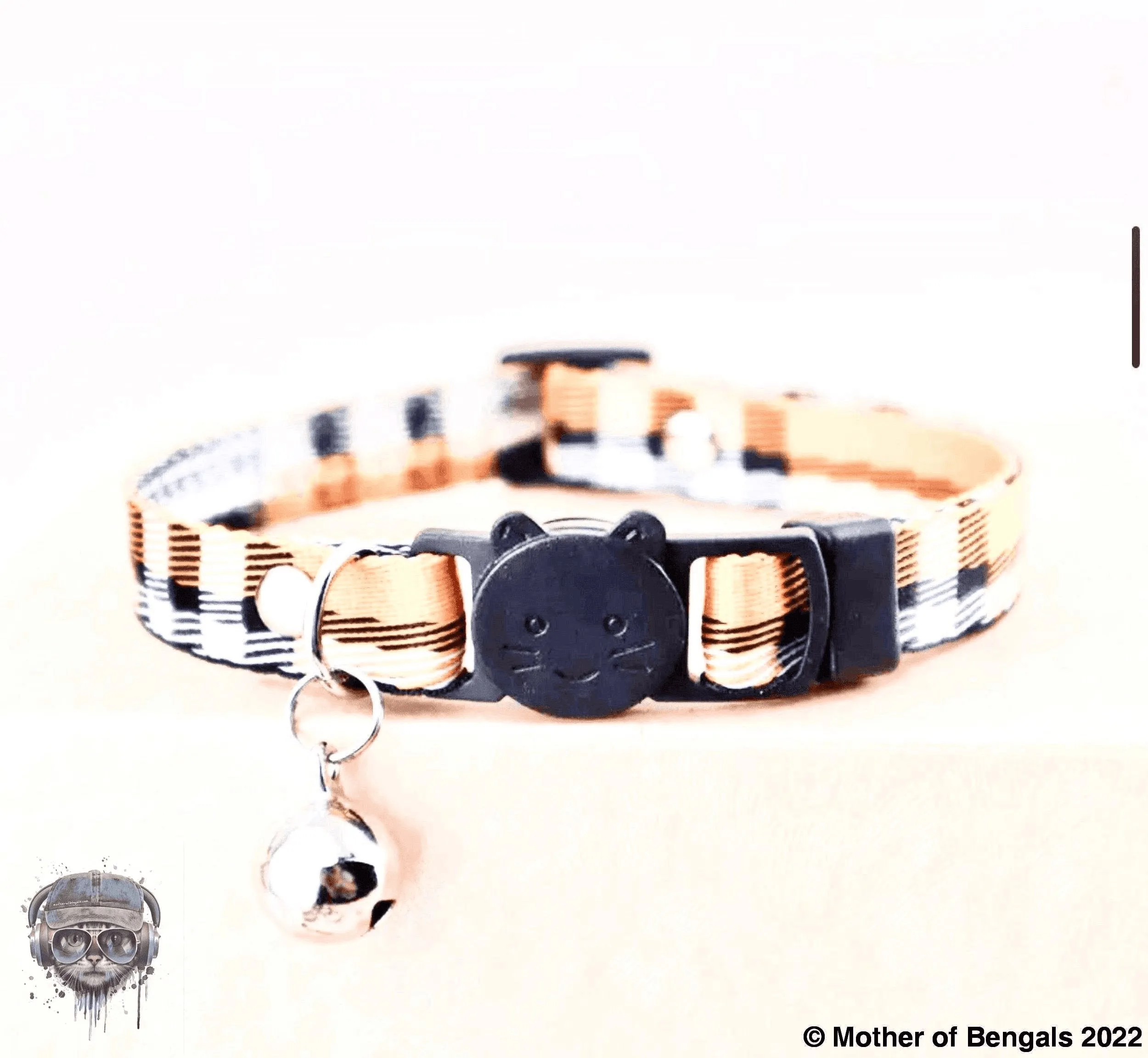 Plaid Ribbon Adjustable Breakaway Cat Collar By Mother Of Bengals