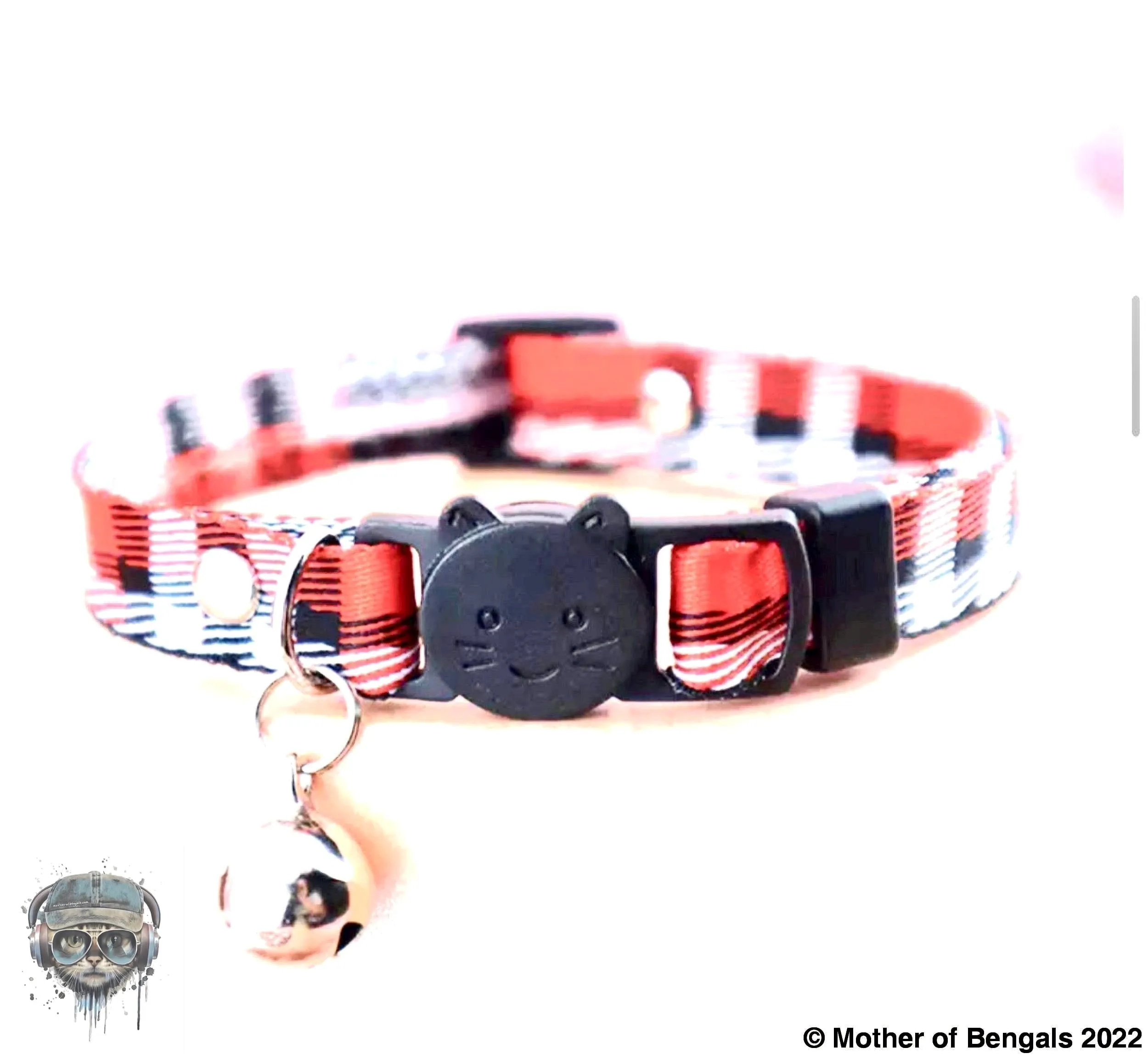 Plaid Ribbon Adjustable Breakaway Cat Collar By Mother Of Bengals