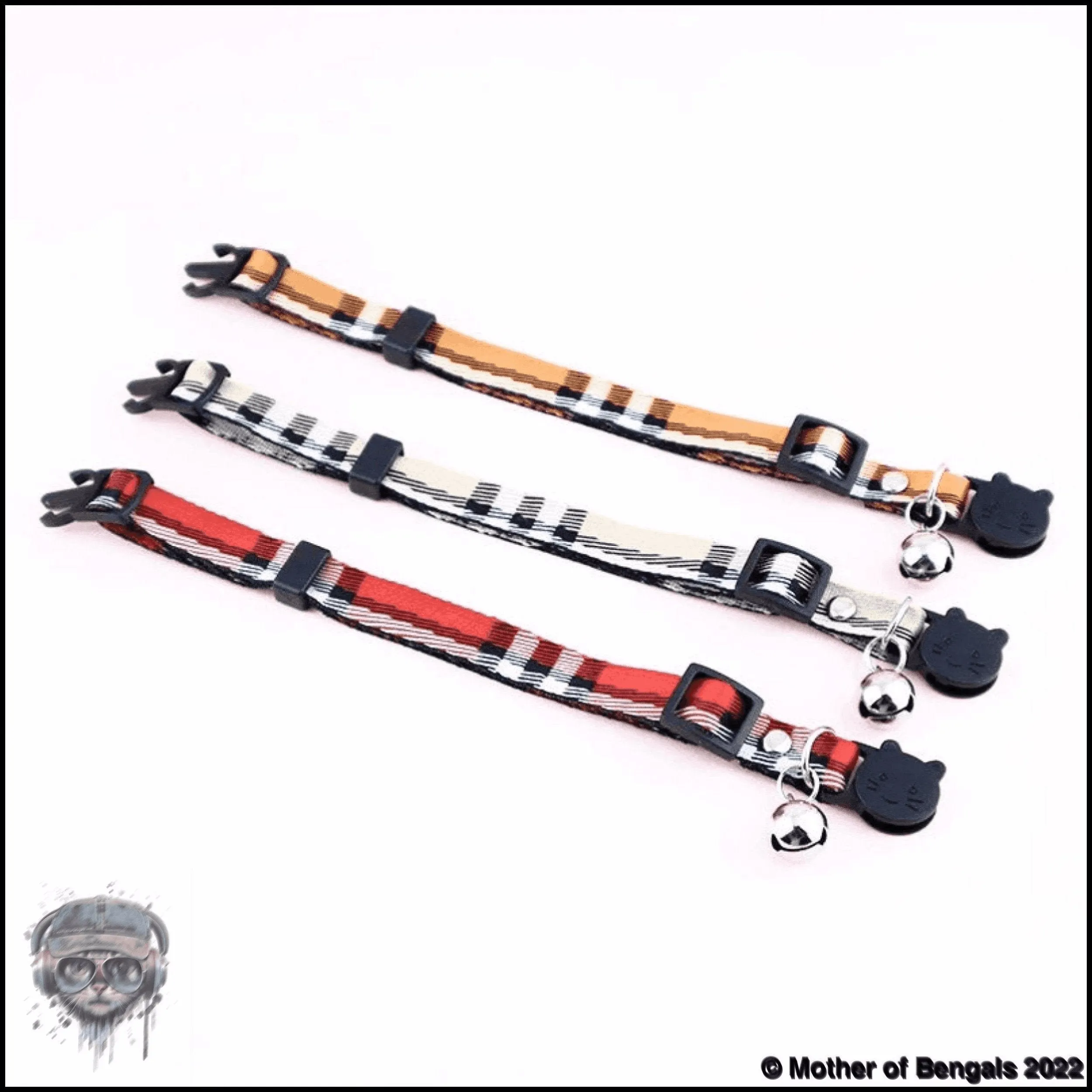 Plaid Ribbon Adjustable Breakaway Cat Collar By Mother Of Bengals