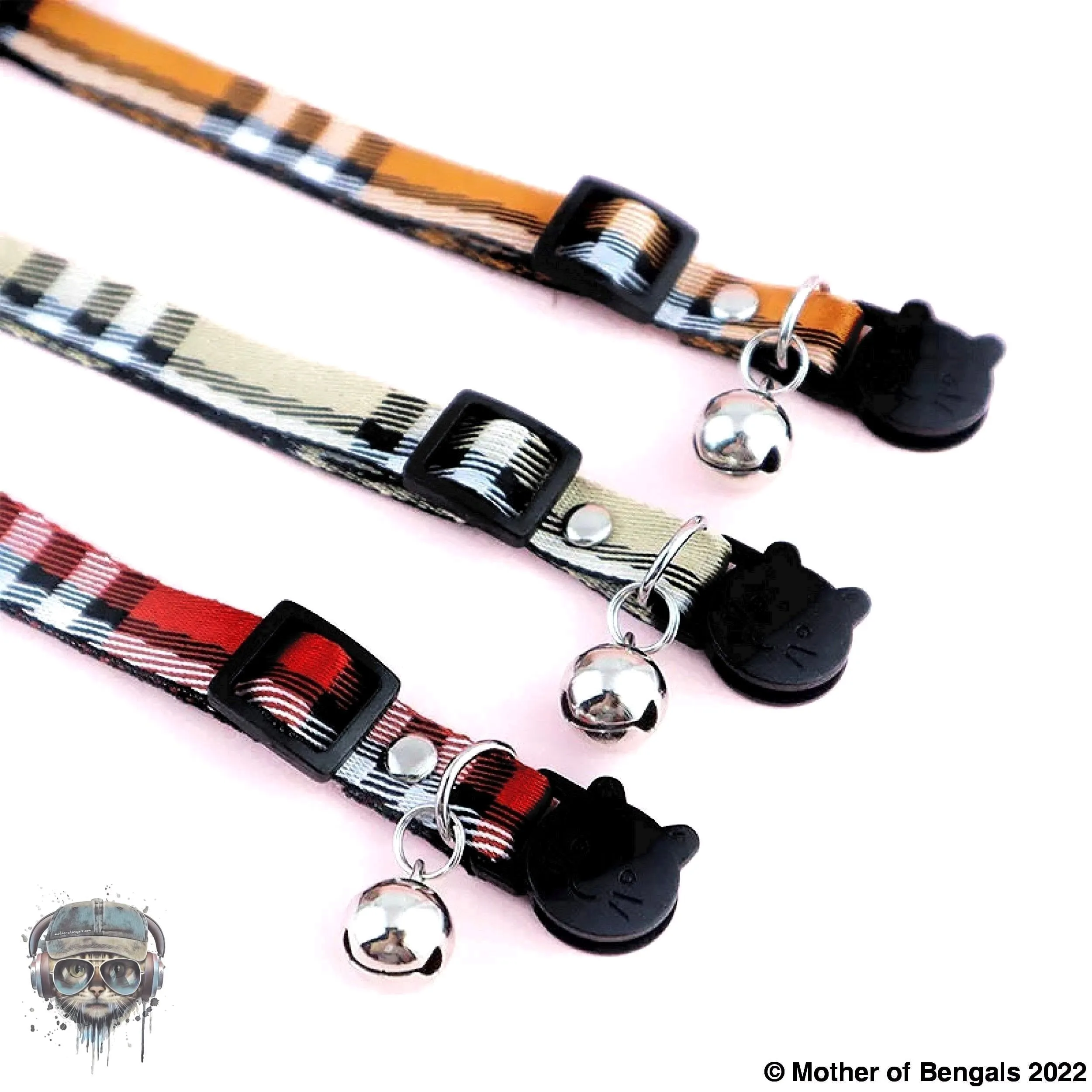 Plaid Ribbon Adjustable Breakaway Cat Collar By Mother Of Bengals