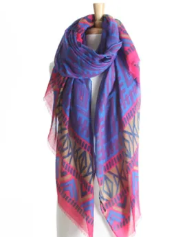 Purple Geometric Pareo Print Beach Hawaiian Sarong Wrap & Scarf