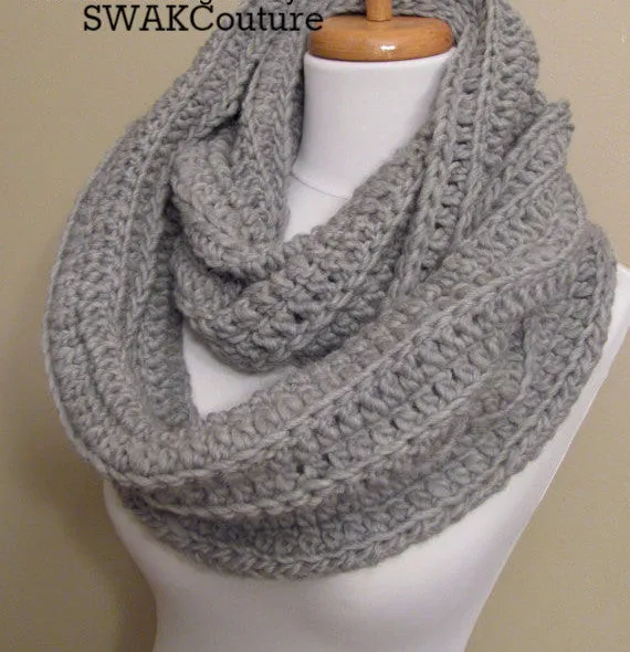 Ribbed Eternity Scarf 100% Wool - Cream or Choose Your Color