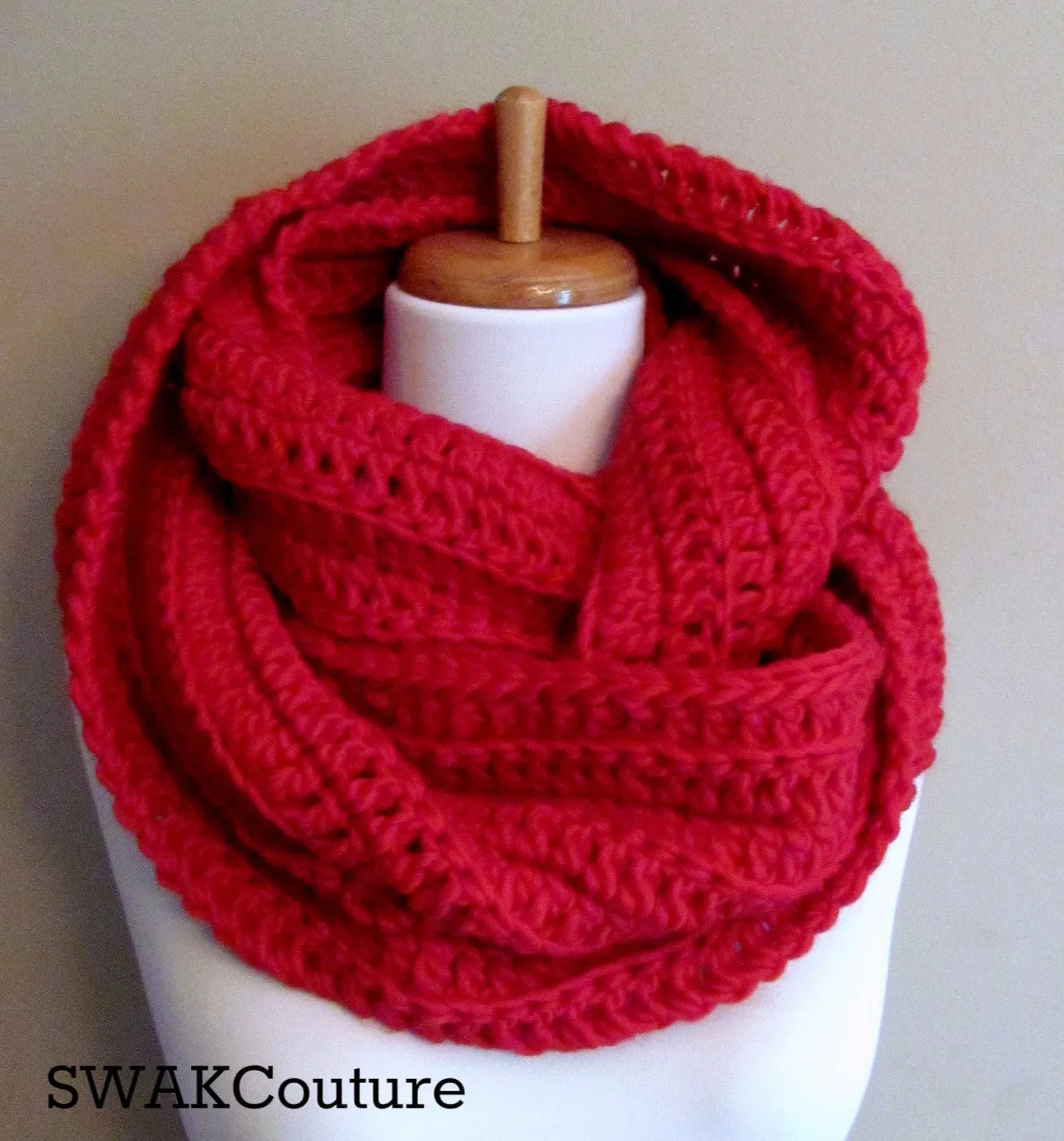 Ribbed Eternity Scarf 100% Wool - Cream or Choose Your Color