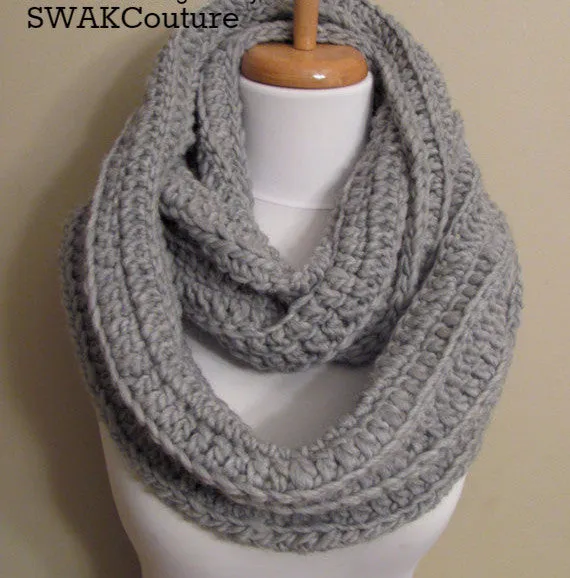 Ribbed Eternity Scarf 100% Wool - Cream or Choose Your Color