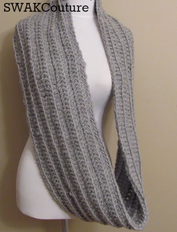 Ribbed Eternity Scarf 100% Wool - Cream or Choose Your Color