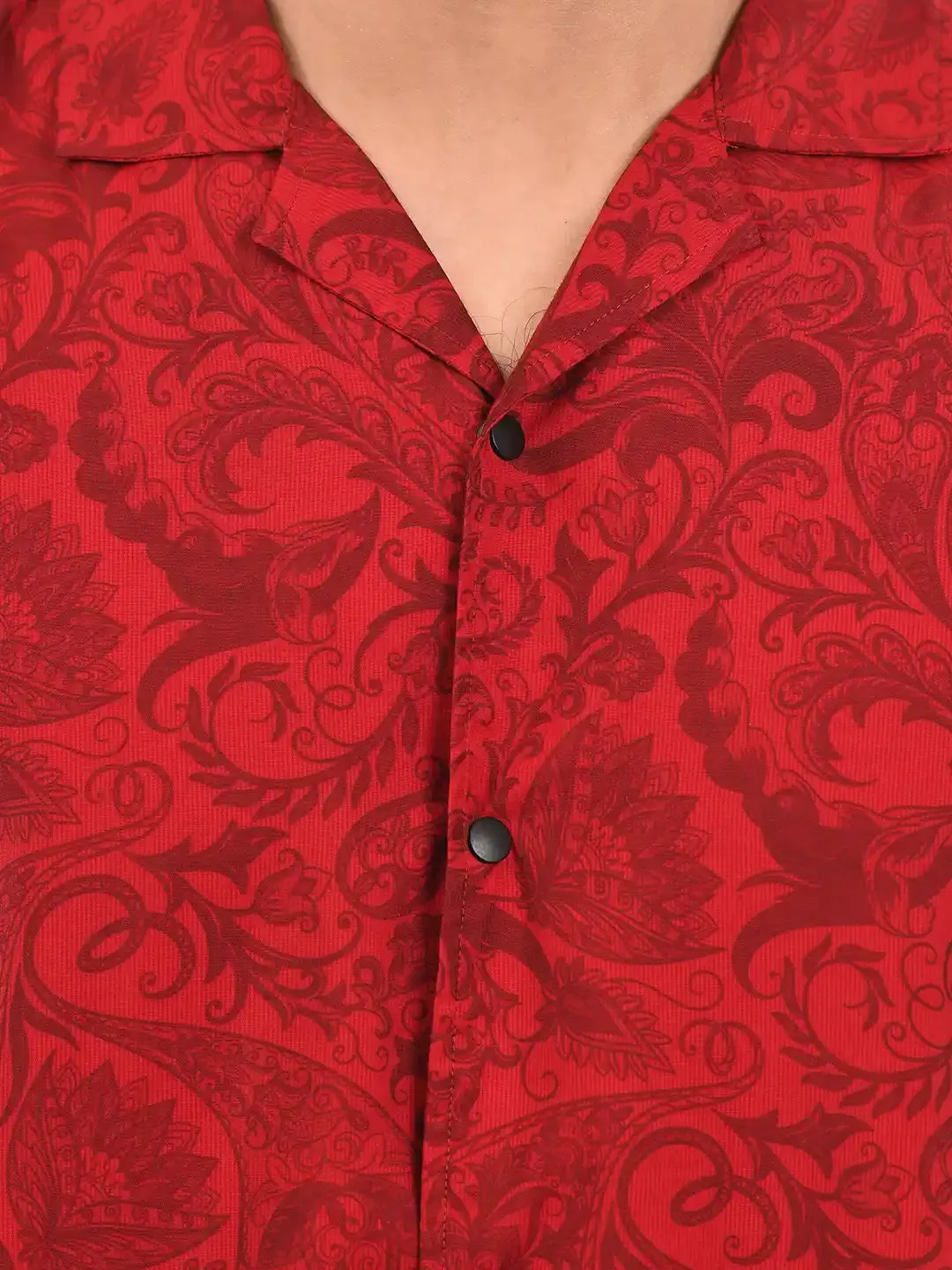 Romance Bloom Red Printed Shirt