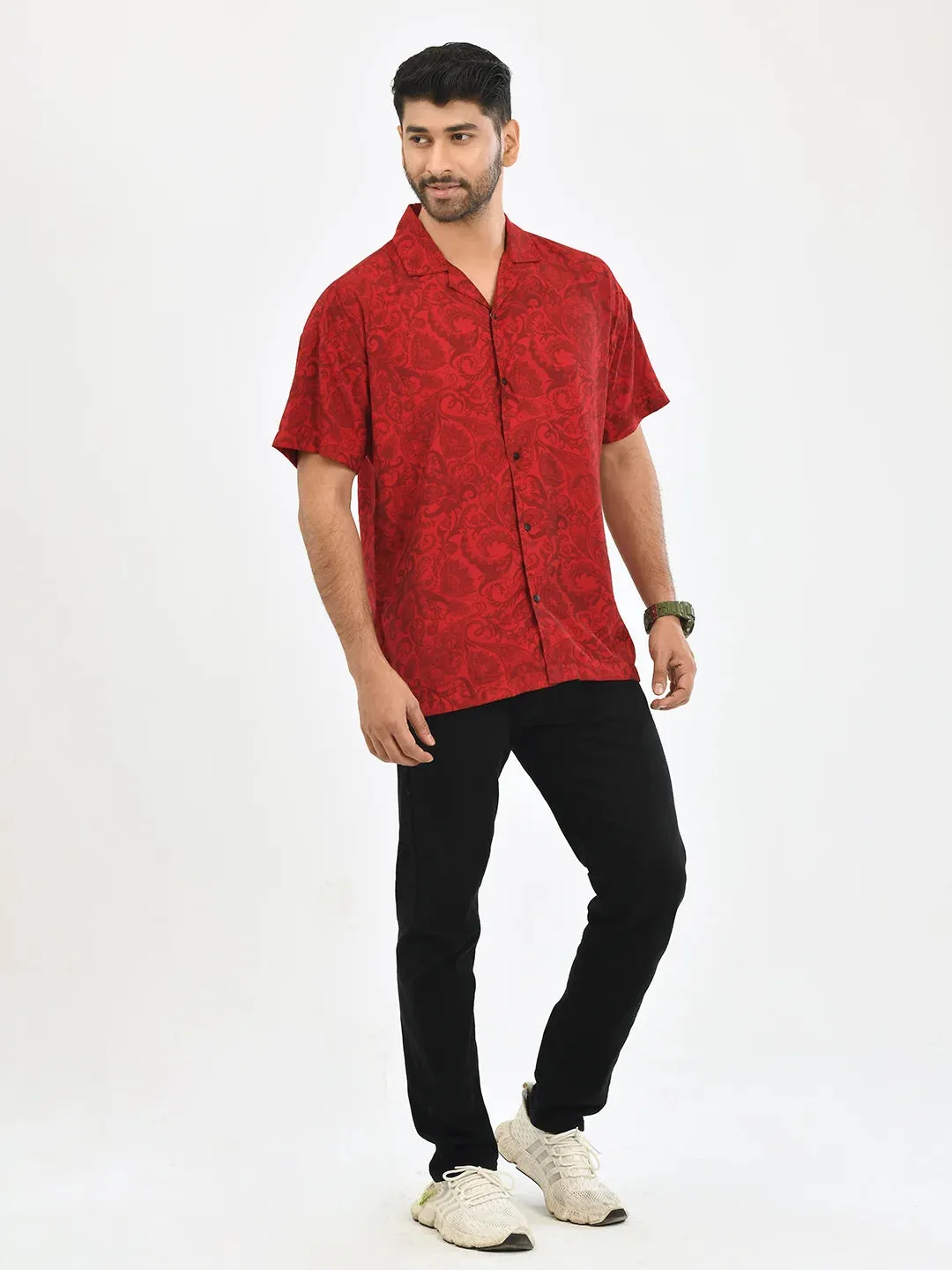 Romance Bloom Red Printed Shirt