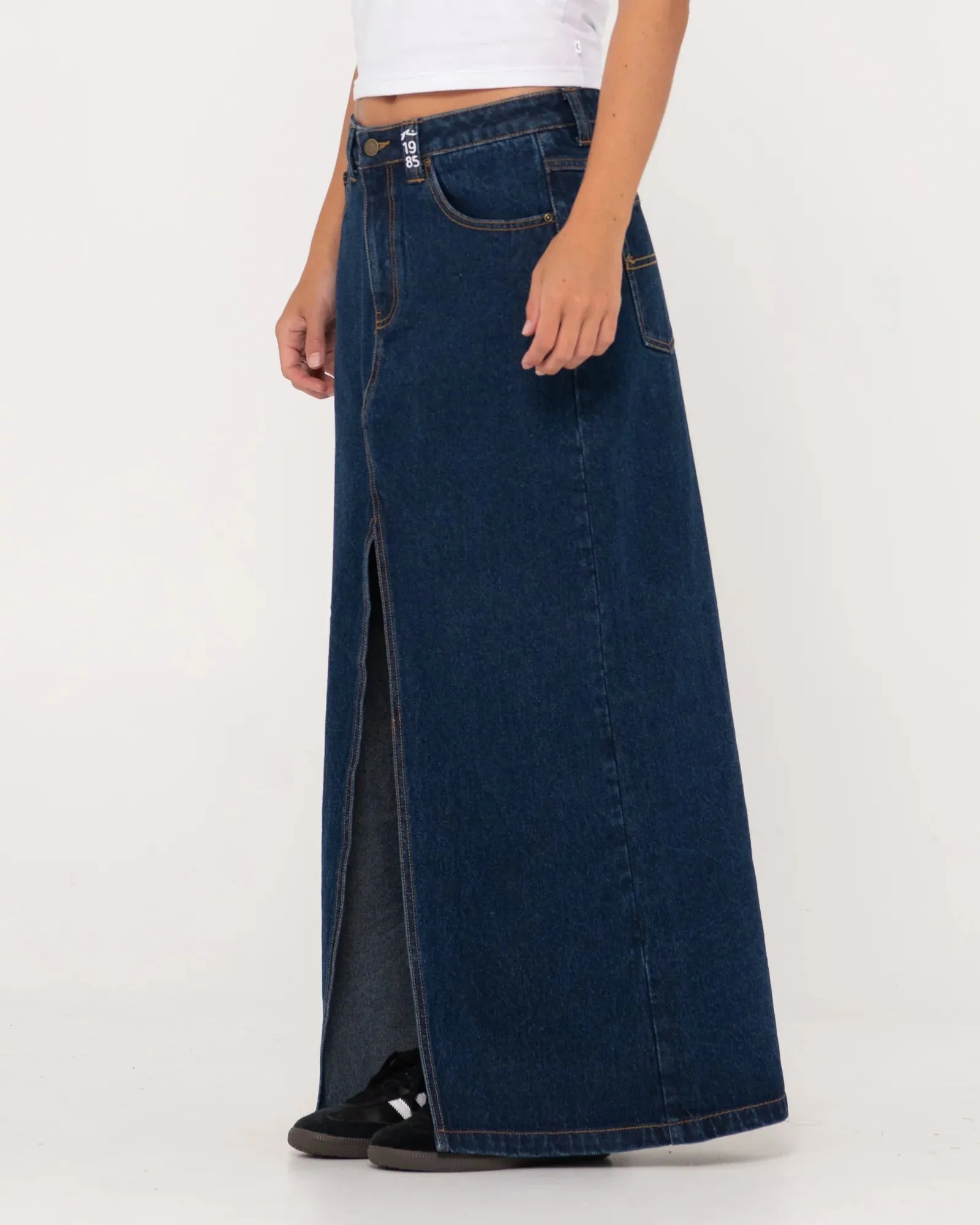Rusty Celeste Low Rise Denim Maxi Skirt