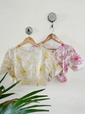 SALE- DORI EMBROIDERY CROP TOP YELLOW