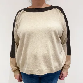 Sand Beige Cashmere Boat Neck Jumper Extra Large