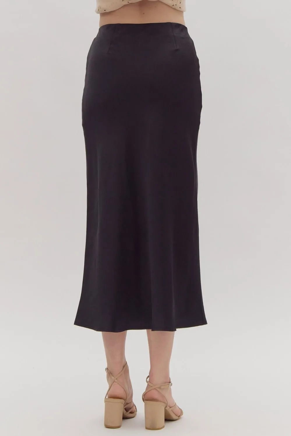Satin High Waisted Midi Skirt