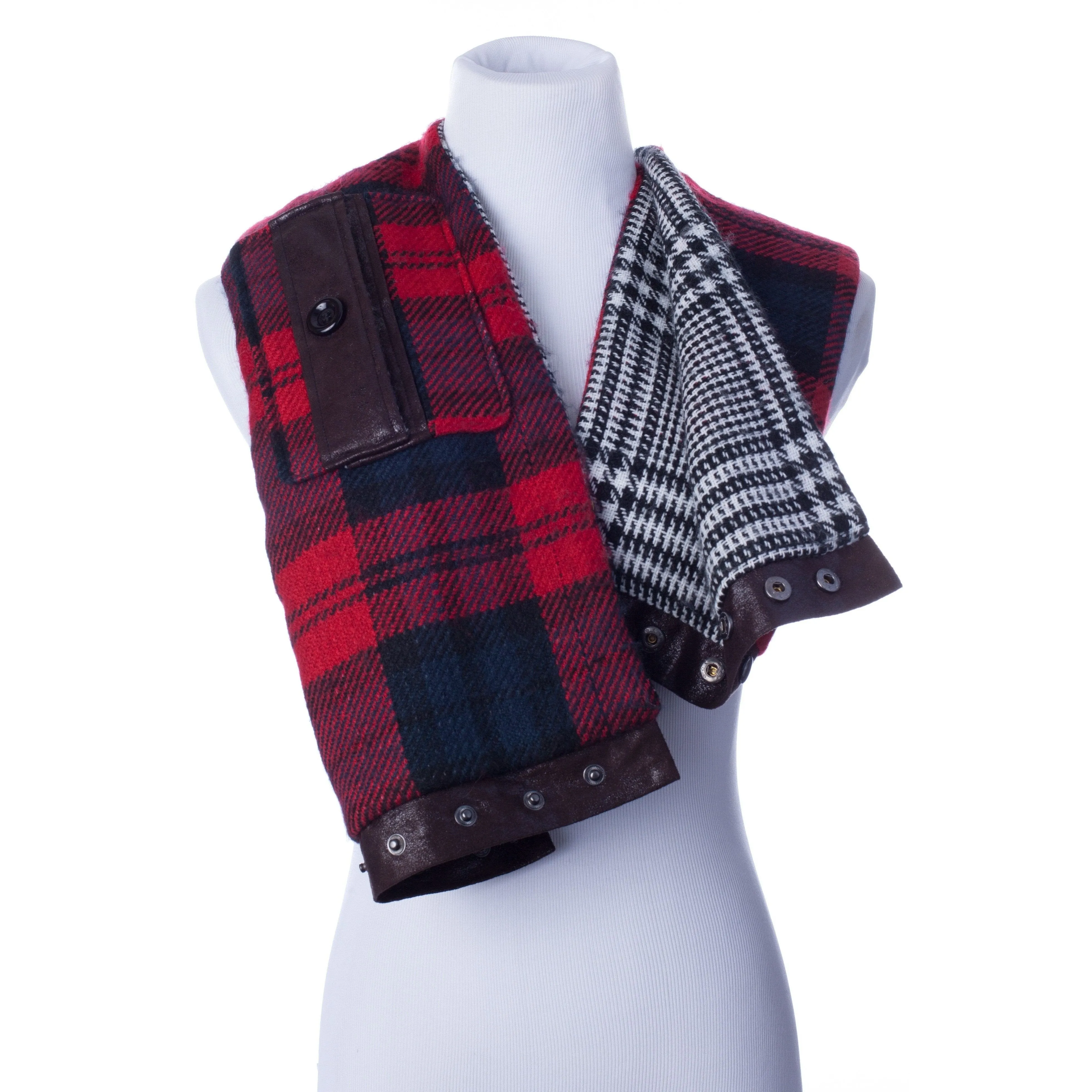 Scarf Reverse Faux Leather Front Pocket