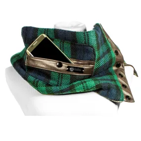 Scarf Reverse Faux Leather Front Pocket