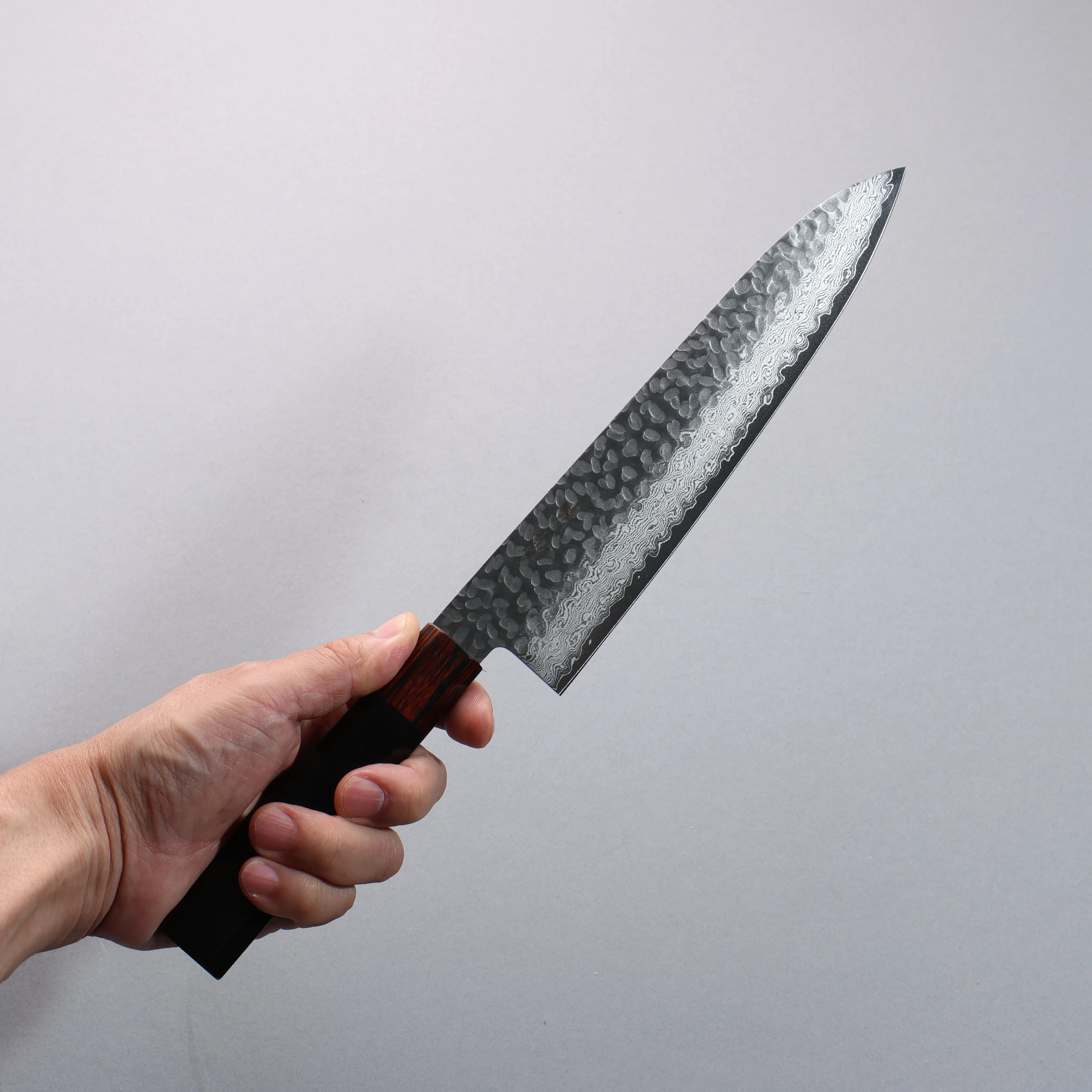 Seisuke VG10 33 Layer Hammered Damascus Gyuto  210mm Black Pakka wood Handle