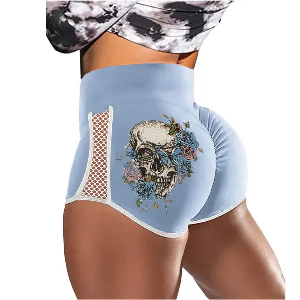 Skull Flower Particle Feeling Low-Rise Track Shorts