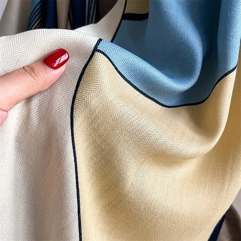 Soft & Stylish Geometric Wool Scarf – Color Block Design