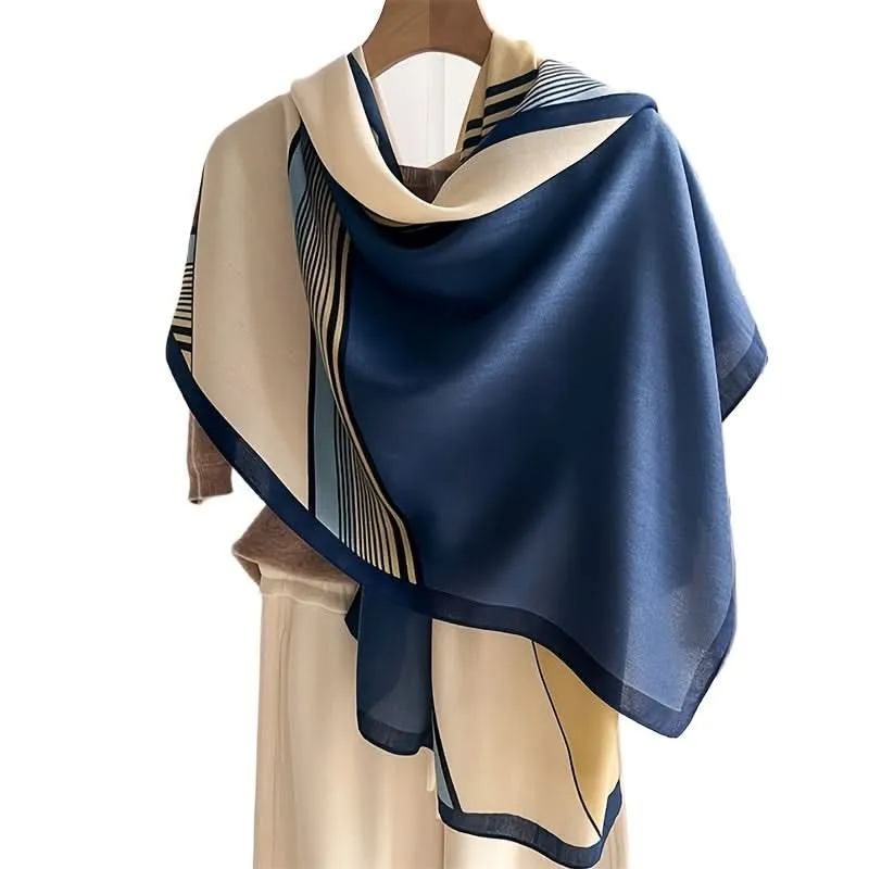 Soft & Stylish Geometric Wool Scarf – Color Block Design