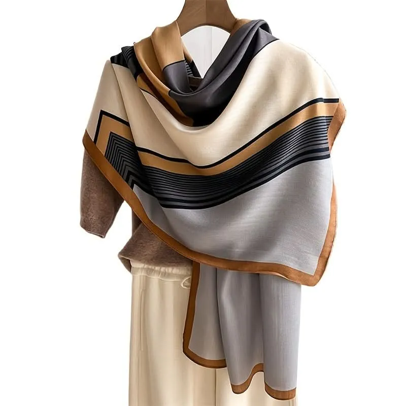 Soft & Stylish Geometric Wool Scarf – Color Block Design
