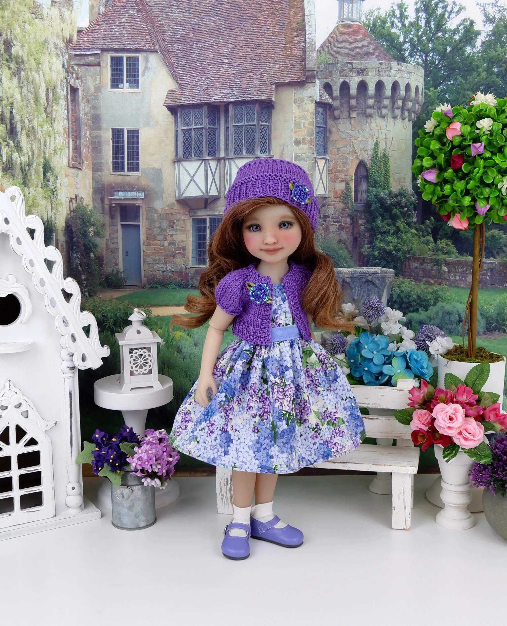 Spring Hydrangea - dress and sweater set with shoes for Ruby Red Fashion Friends doll