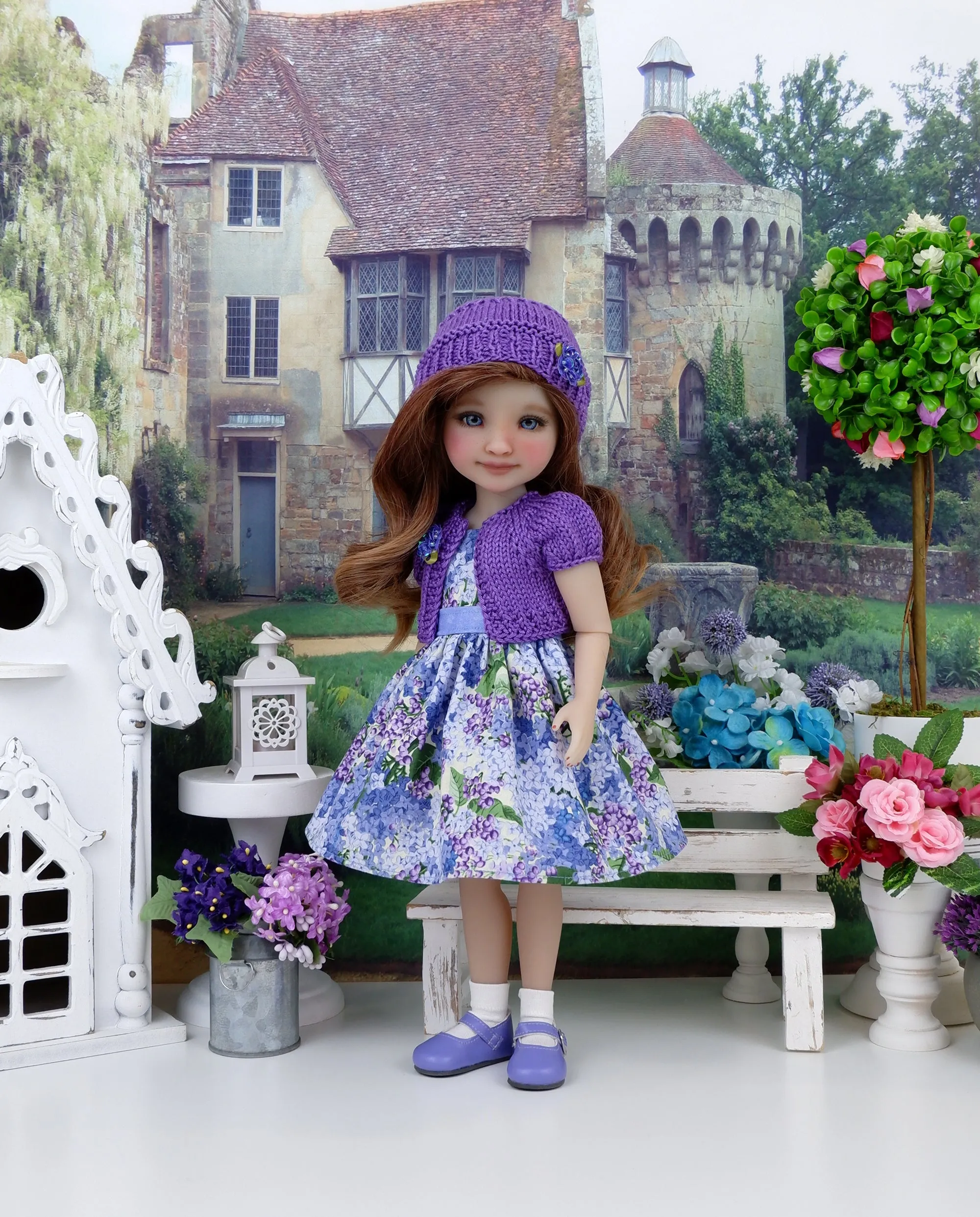 Spring Hydrangea - dress and sweater set with shoes for Ruby Red Fashion Friends doll