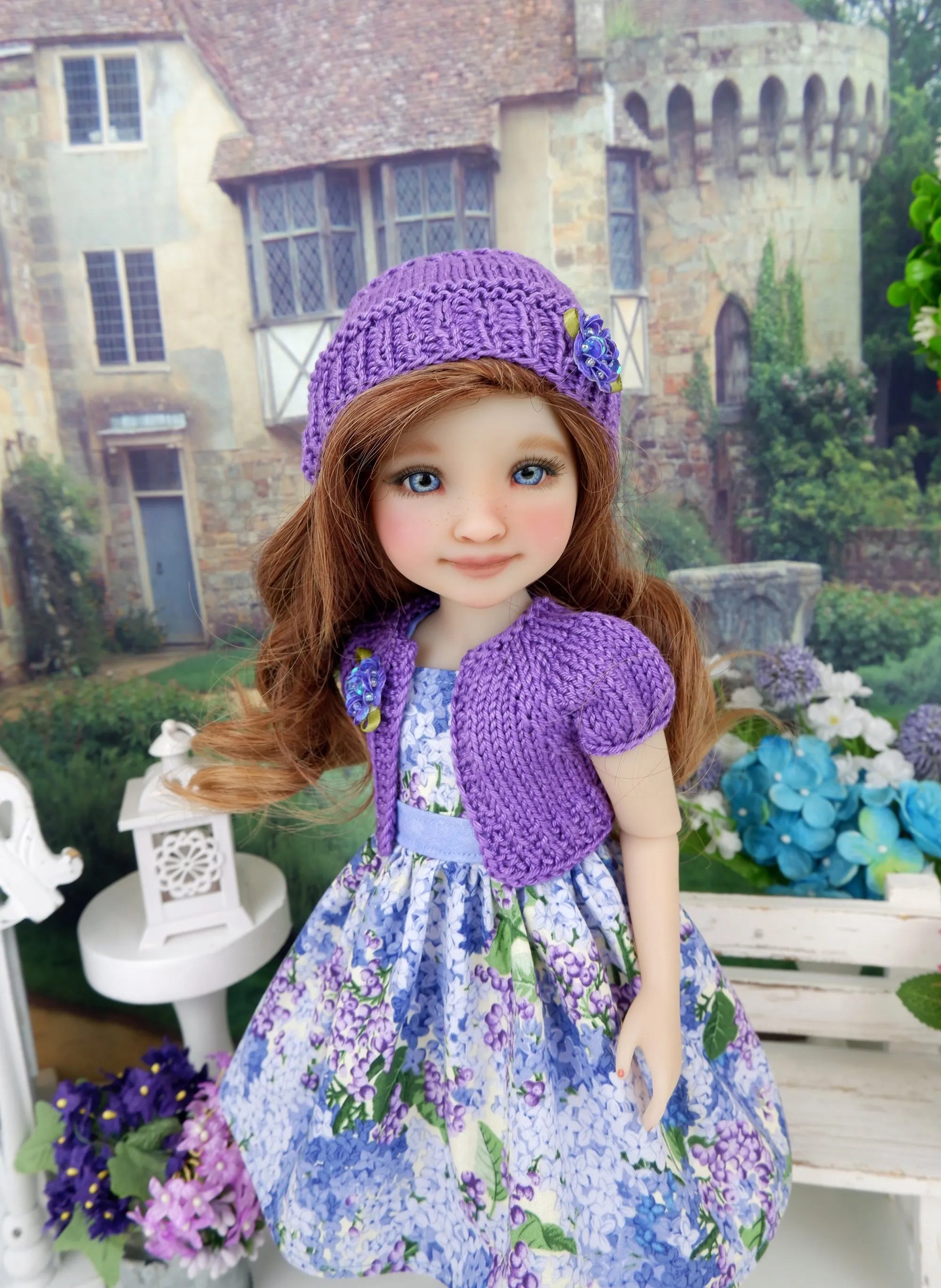 Spring Hydrangea - dress and sweater set with shoes for Ruby Red Fashion Friends doll