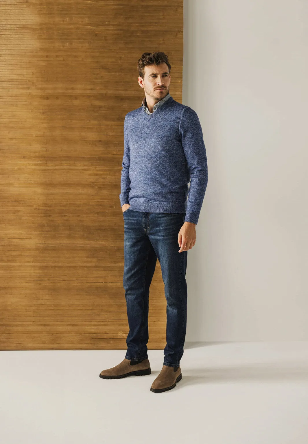 STATE OF ART Cobalt MArled V NEck