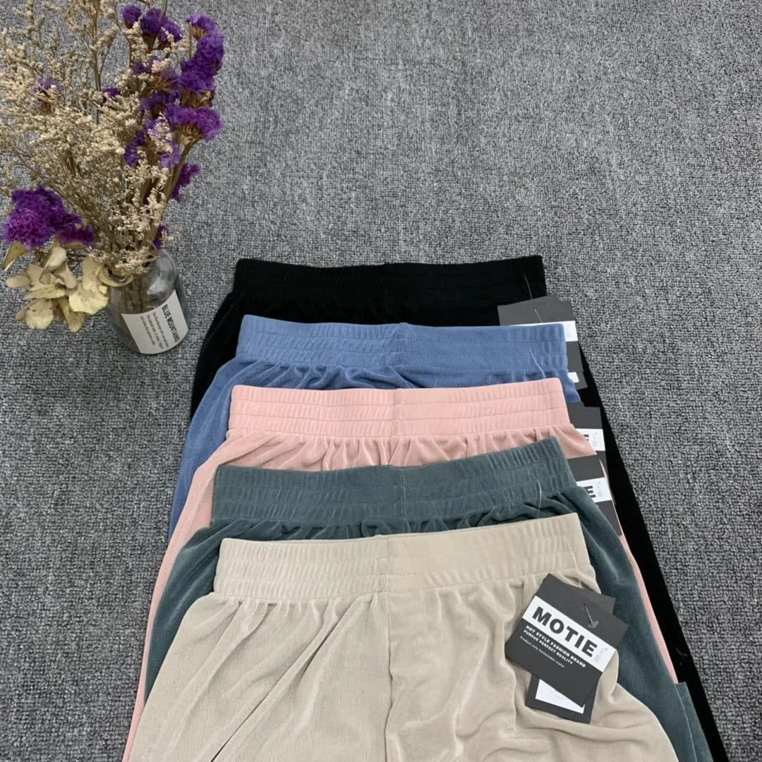 Summer Korean High Waist Wide Leg Long Women Drape Straight Floor Length Casual Trendy Ice Silk Pants Culottes