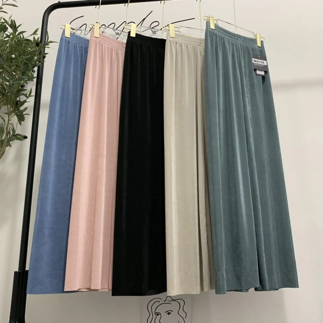 Summer Korean High Waist Wide Leg Long Women Drape Straight Floor Length Casual Trendy Ice Silk Pants Culottes