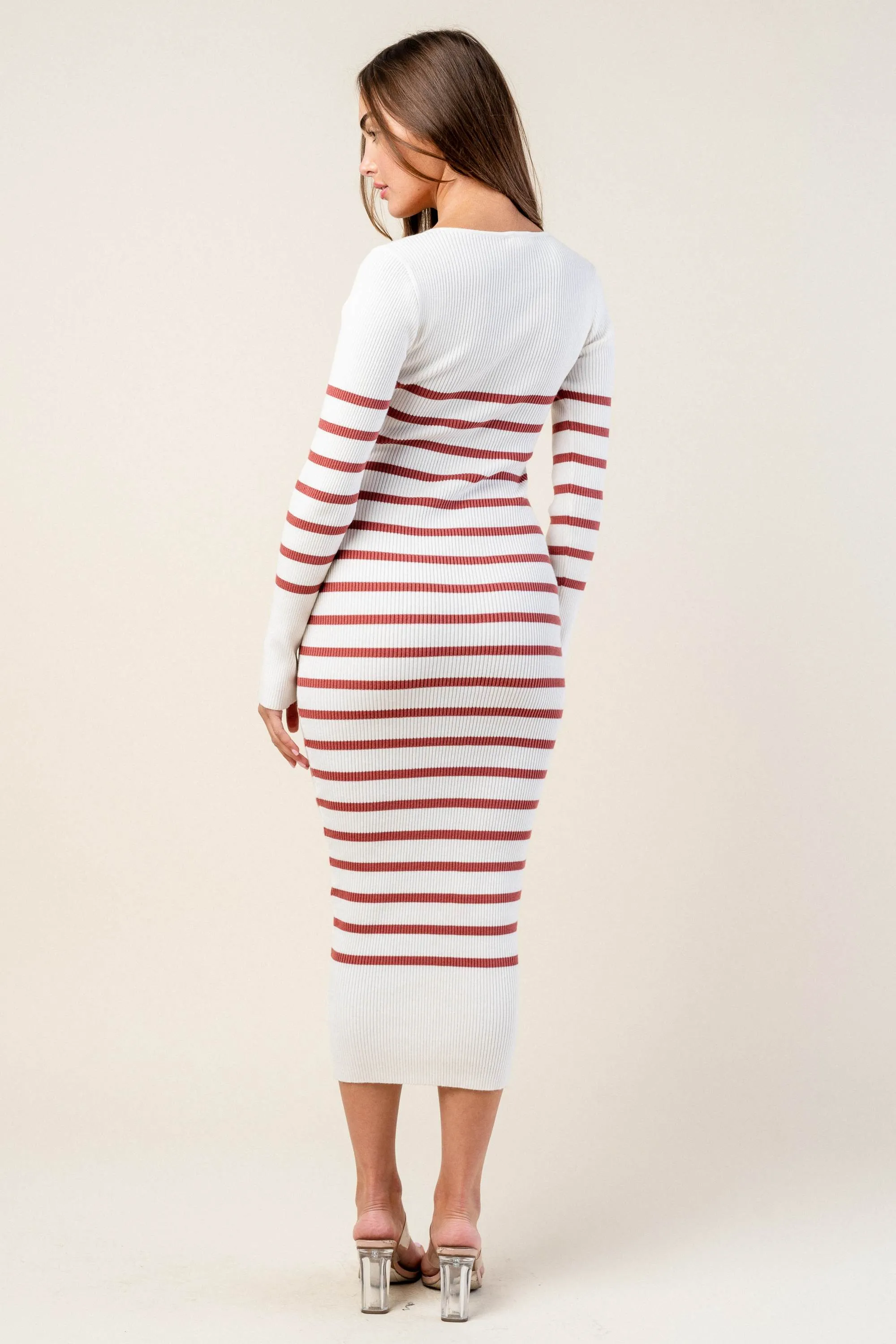 SWEATER RIB STRIPE DRESS