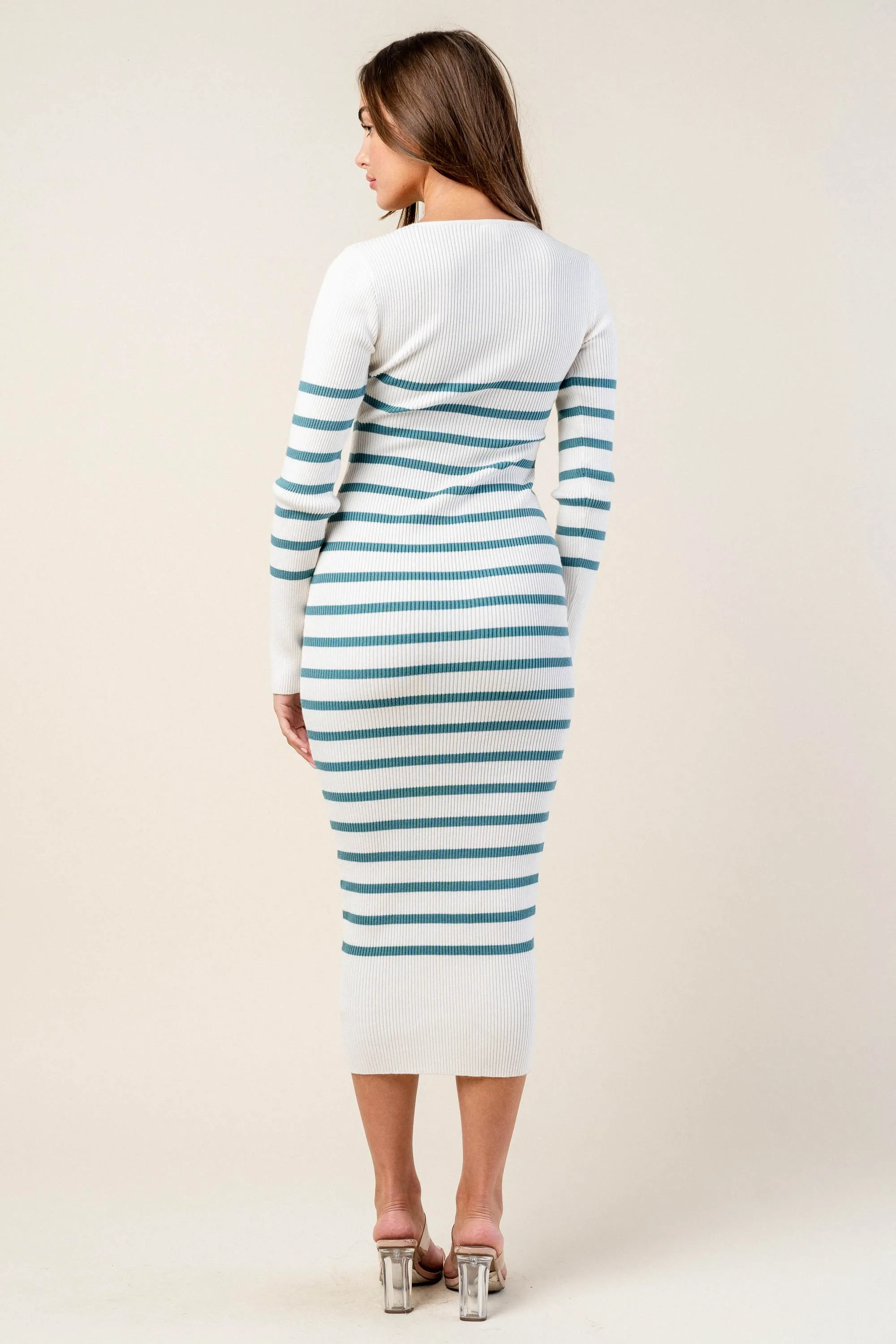 SWEATER RIB STRIPE DRESS