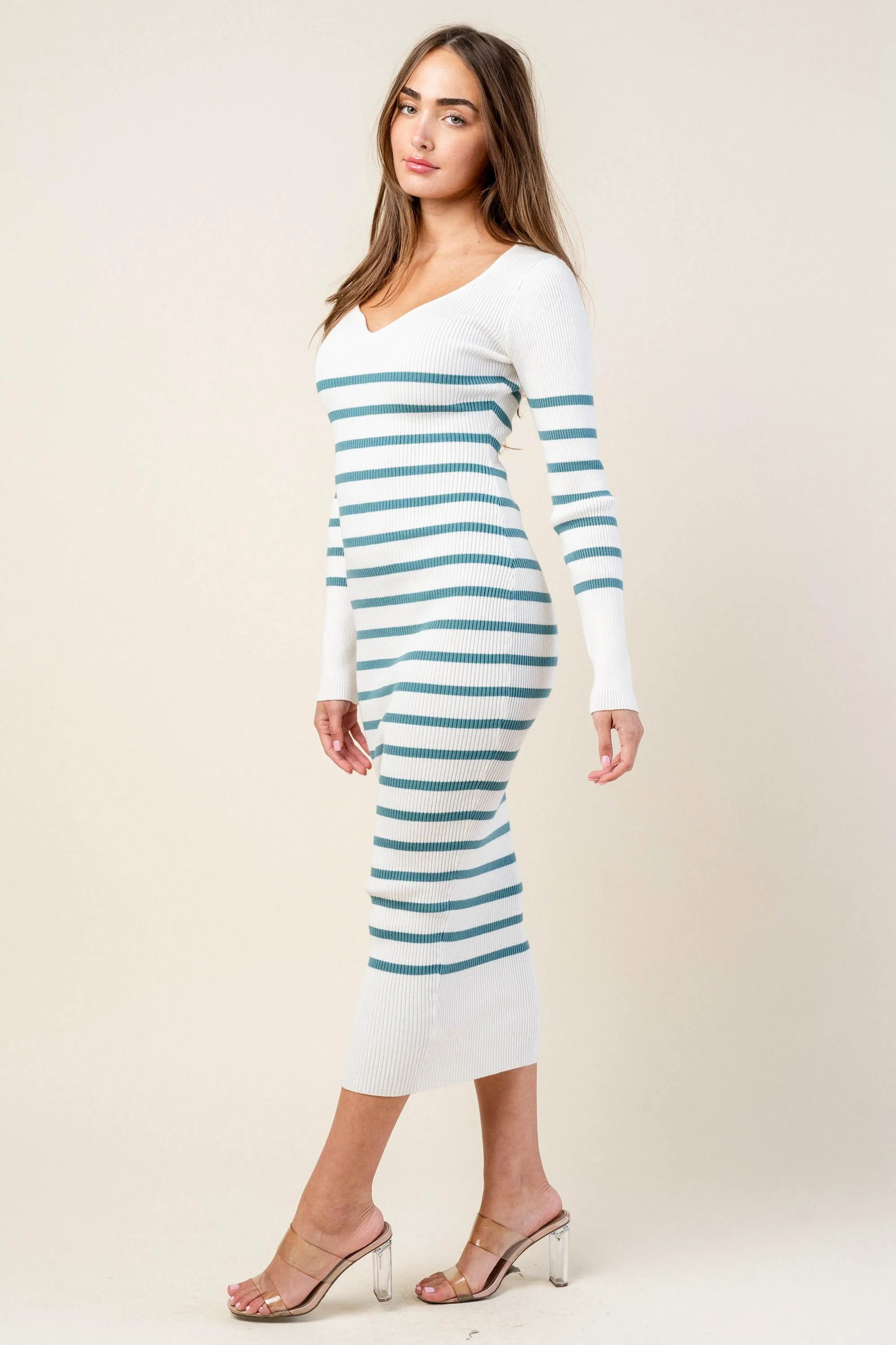 SWEATER RIB STRIPE DRESS