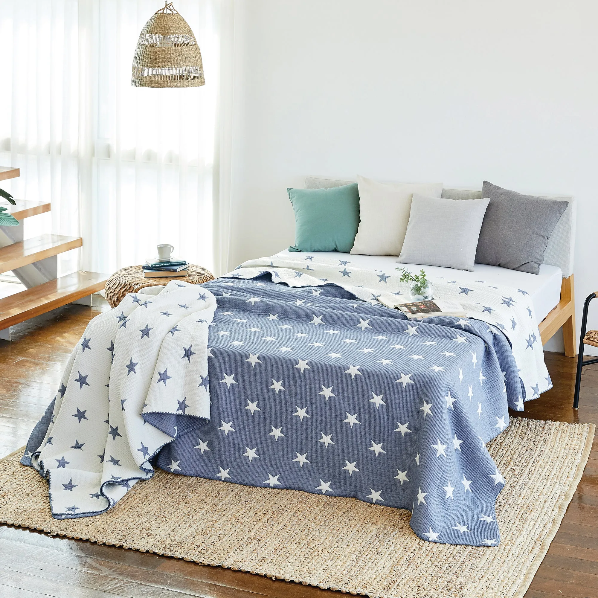 Triple Layer Modal Blanket in Blue & Star