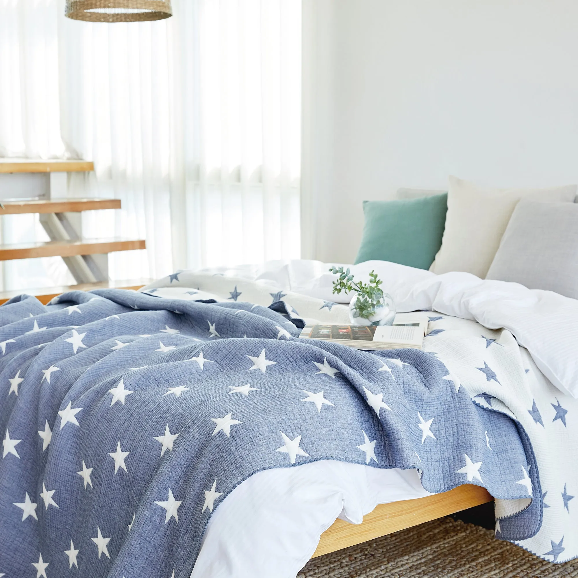 Triple Layer Modal Blanket in Blue & Star