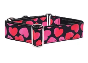 Valentines Day Hearts - Martingale Dog Collar or Buckle Dog Collar - 1.5" Width
