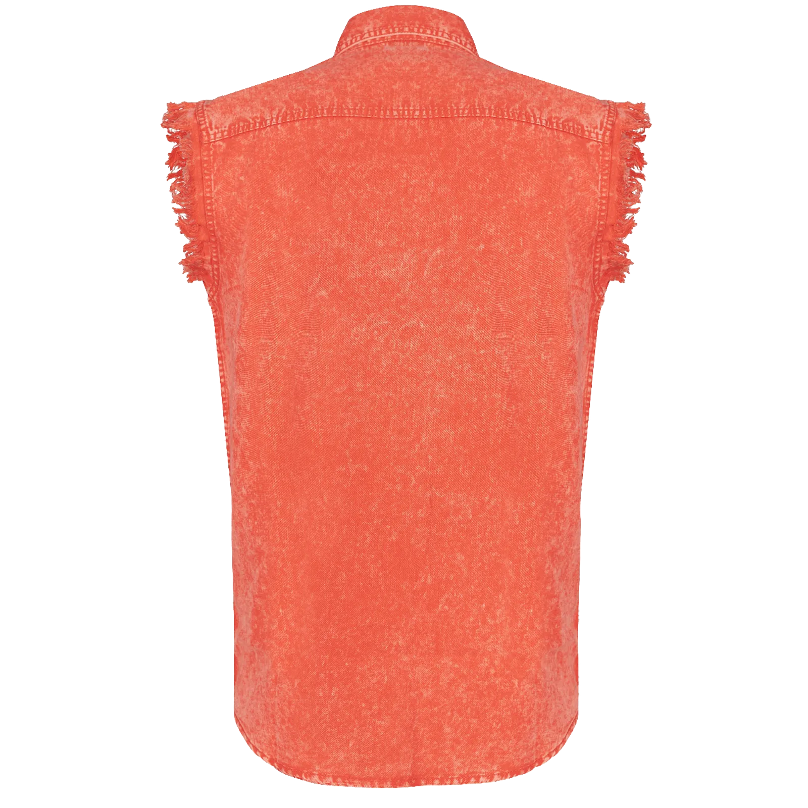 Vance VB735 - Men's Biker Motorcycle Orange Acid Wash Cut Off Sleeveless Shirt