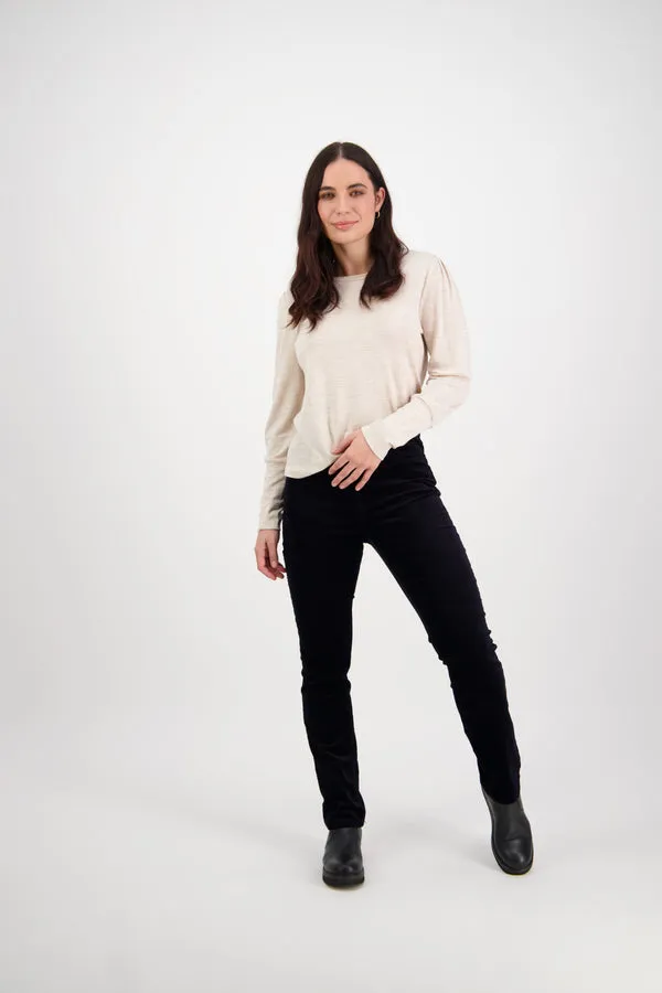 Vassalli - Slim Leg Full Length Pinwale Cord Pull On - Midnight