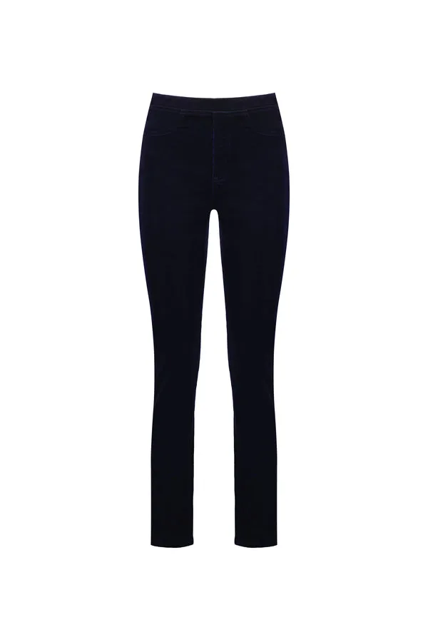 Vassalli - Slim Leg Full Length Pinwale Cord Pull On - Midnight