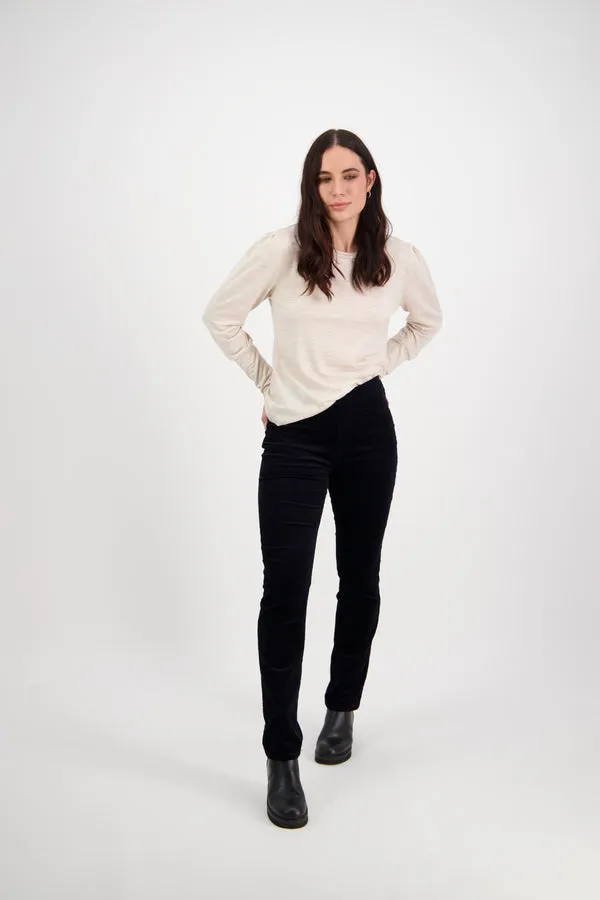 Vassalli - Slim Leg Full Length Pinwale Cord Pull On - Midnight