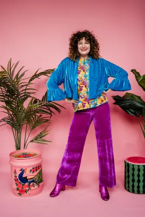 Velvet Ruffle Bolero in Turquoise