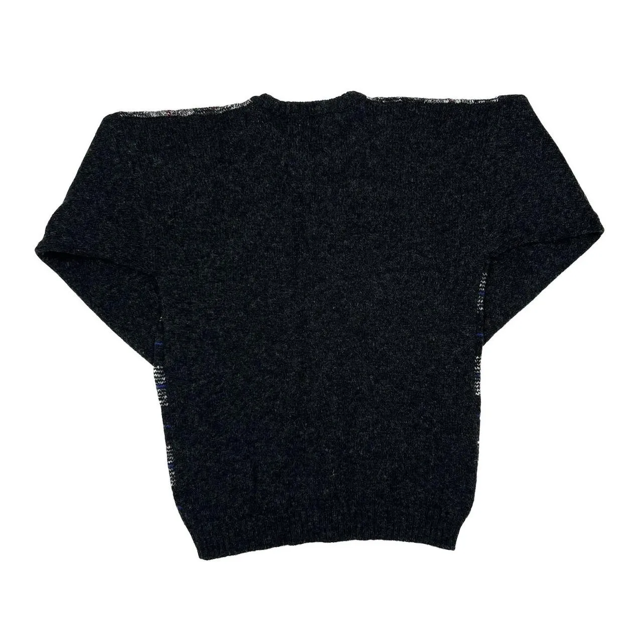 Vintage 80’s Grandad Checked Crewneck Wool Knit Sweater Jumper