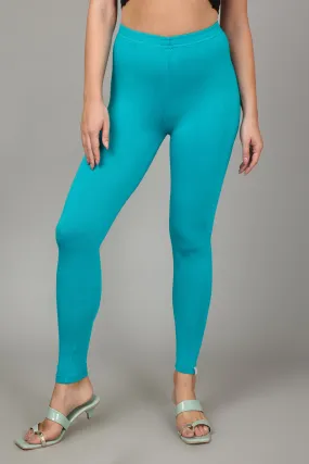 VISCOSE ANKLE LEGGINGS - TURQUOISE
