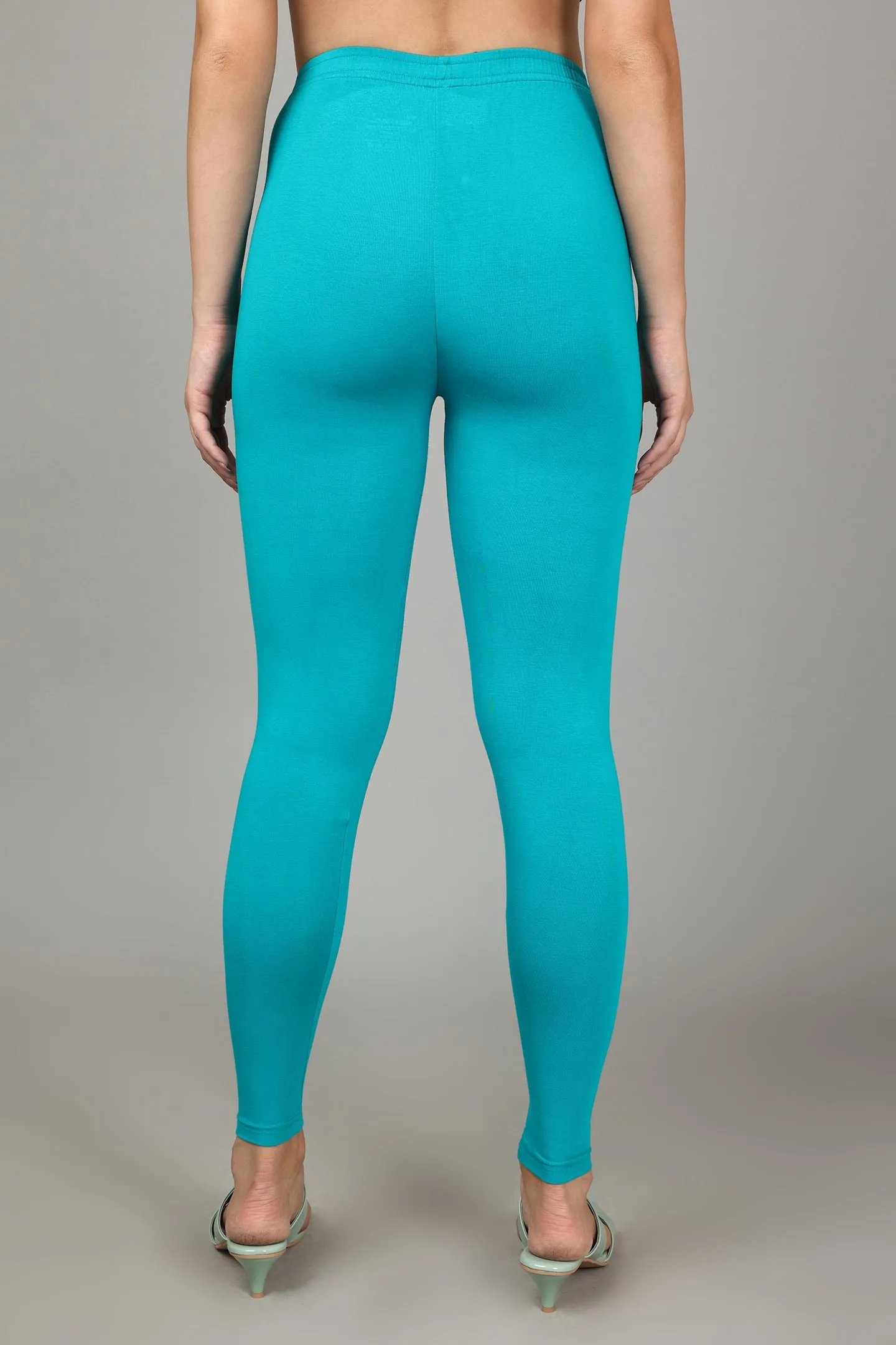 VISCOSE ANKLE LEGGINGS - TURQUOISE