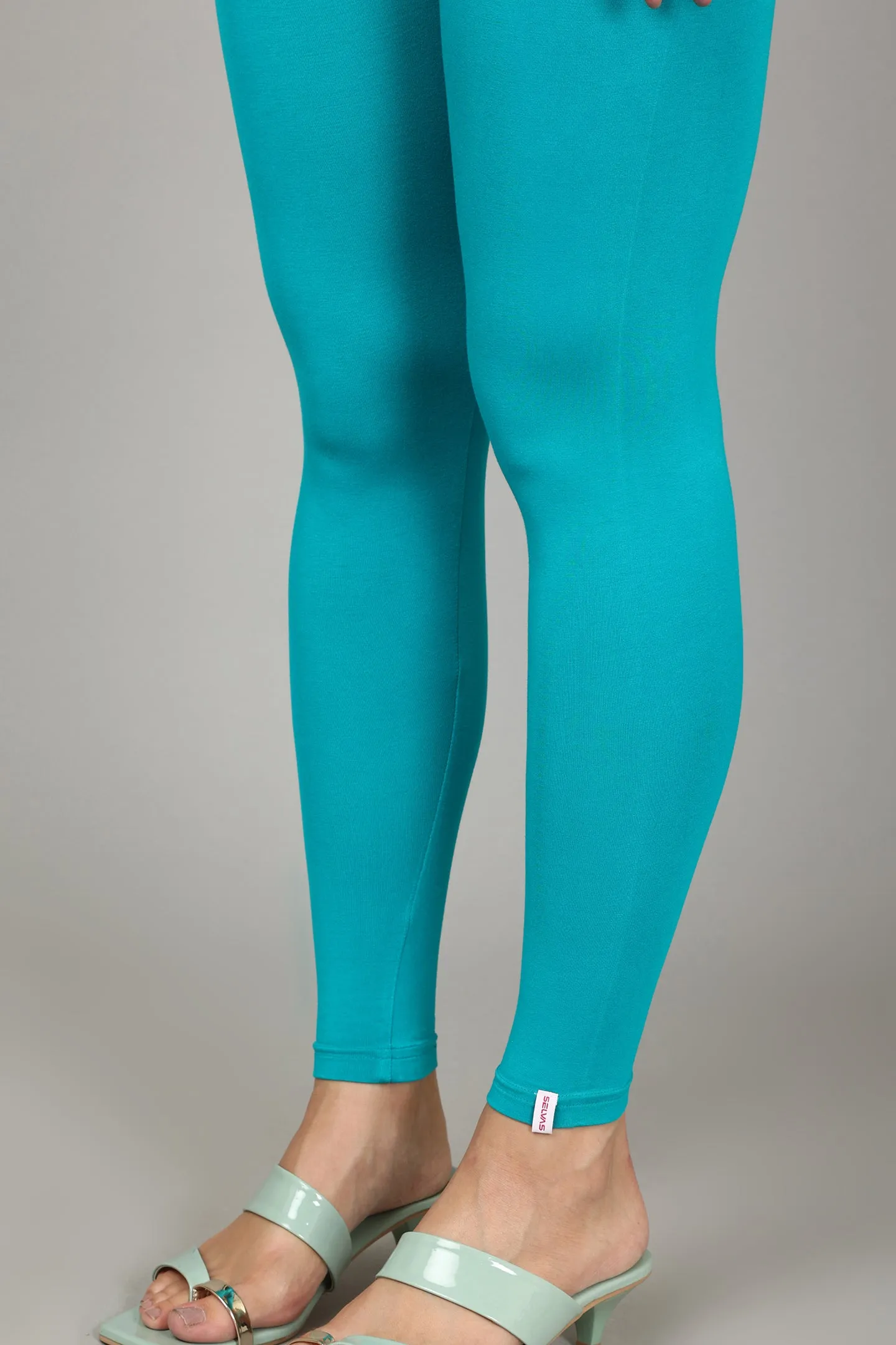 VISCOSE ANKLE LEGGINGS - TURQUOISE