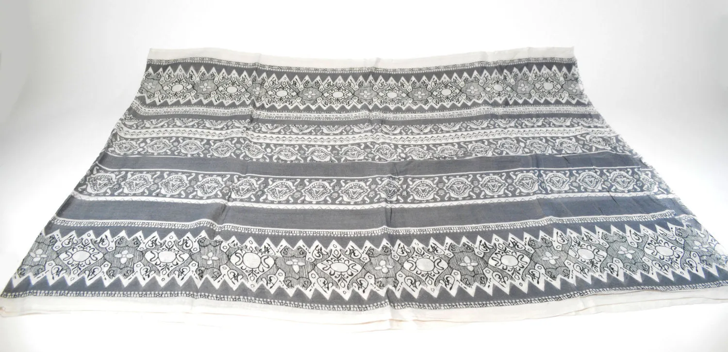 Viscose Scarf Floral Motif-Grey