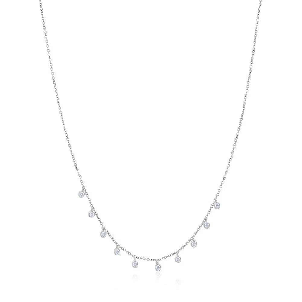 White Gold Choker with 10 Diamond Bezels