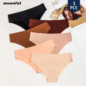 Women Breathable Low Waist Underwear Solid Silk Briefs Invisible Seamless Panties