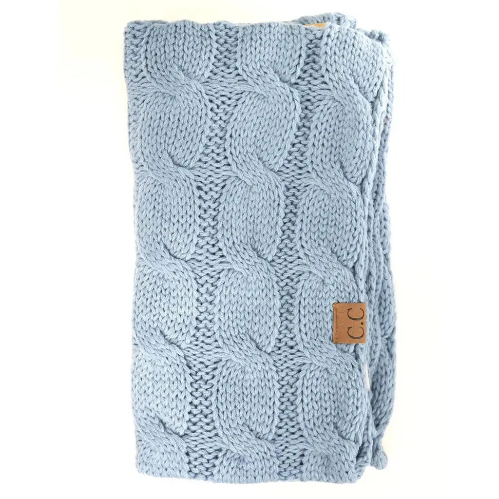 Women’s Solid Cable Knit CC Infinity Scarf – Classic & Cozy Winter Essential