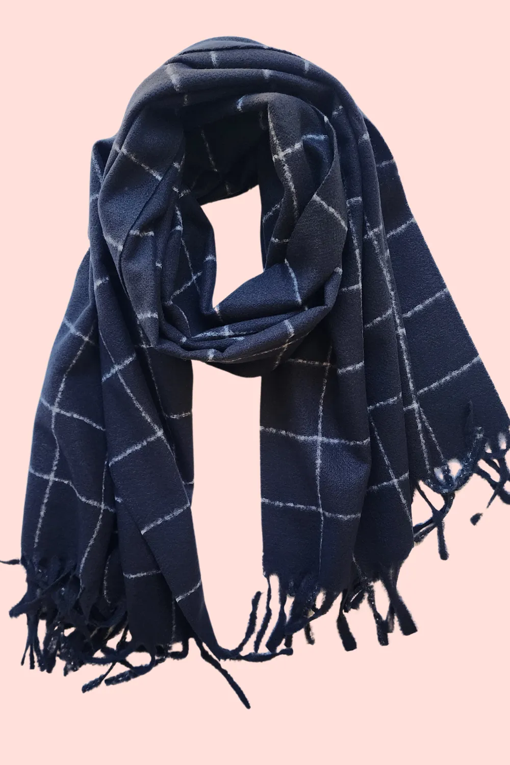 Wool and Cashmere Scarf in Black Check